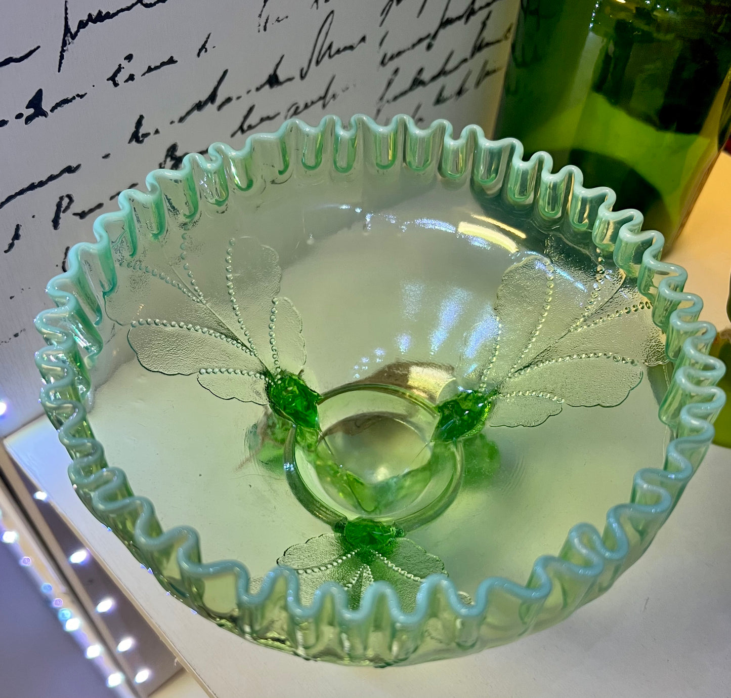 Dugan Winter Cabbage Green Opalescent Bowl