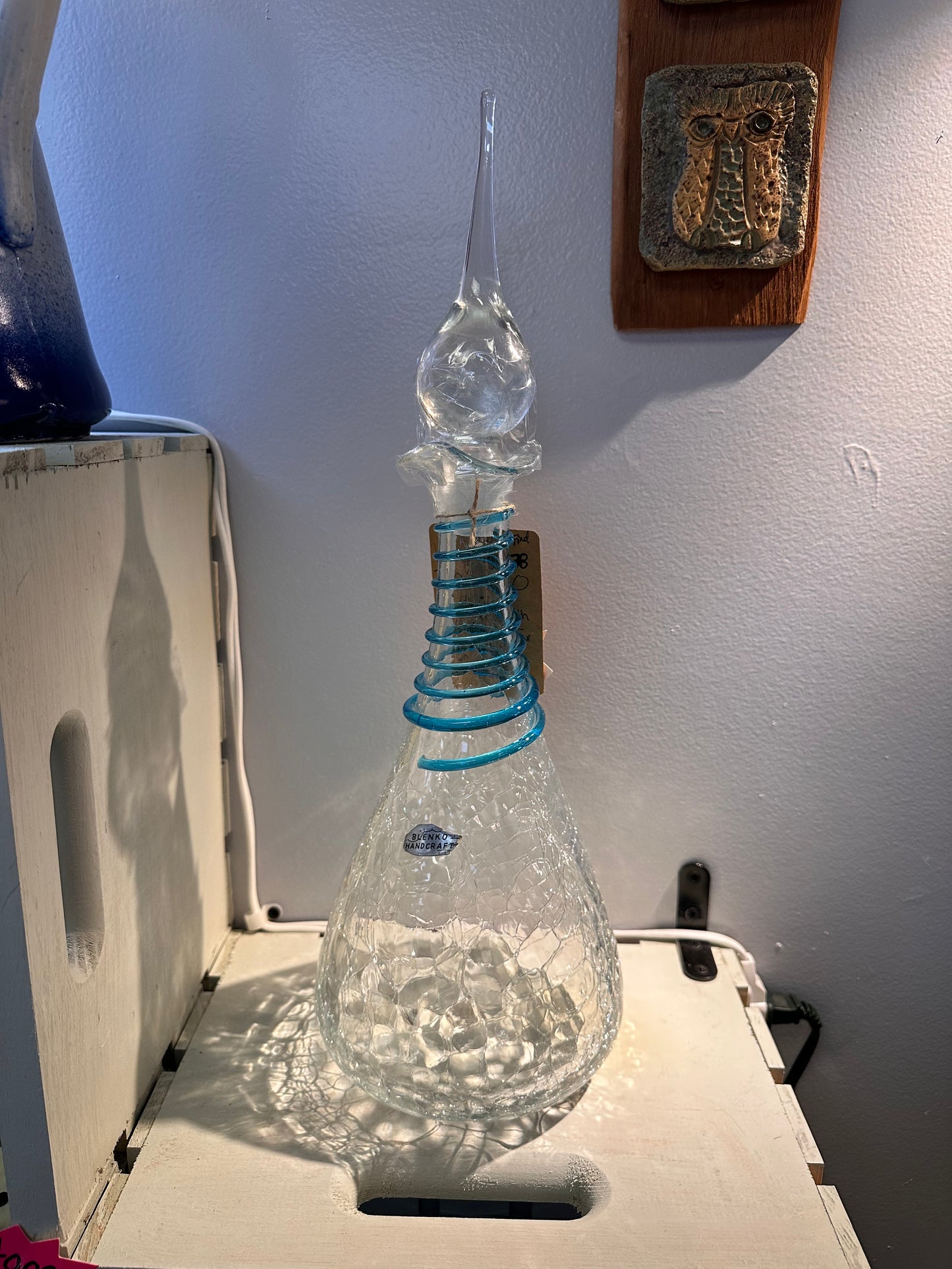 1960’s vintage Blenko crackle glass decanter