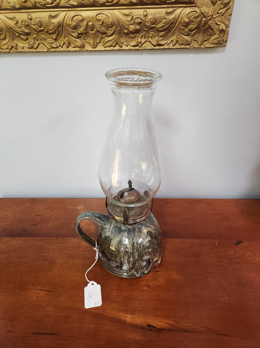 Vintage Stoneware Oil Lamp