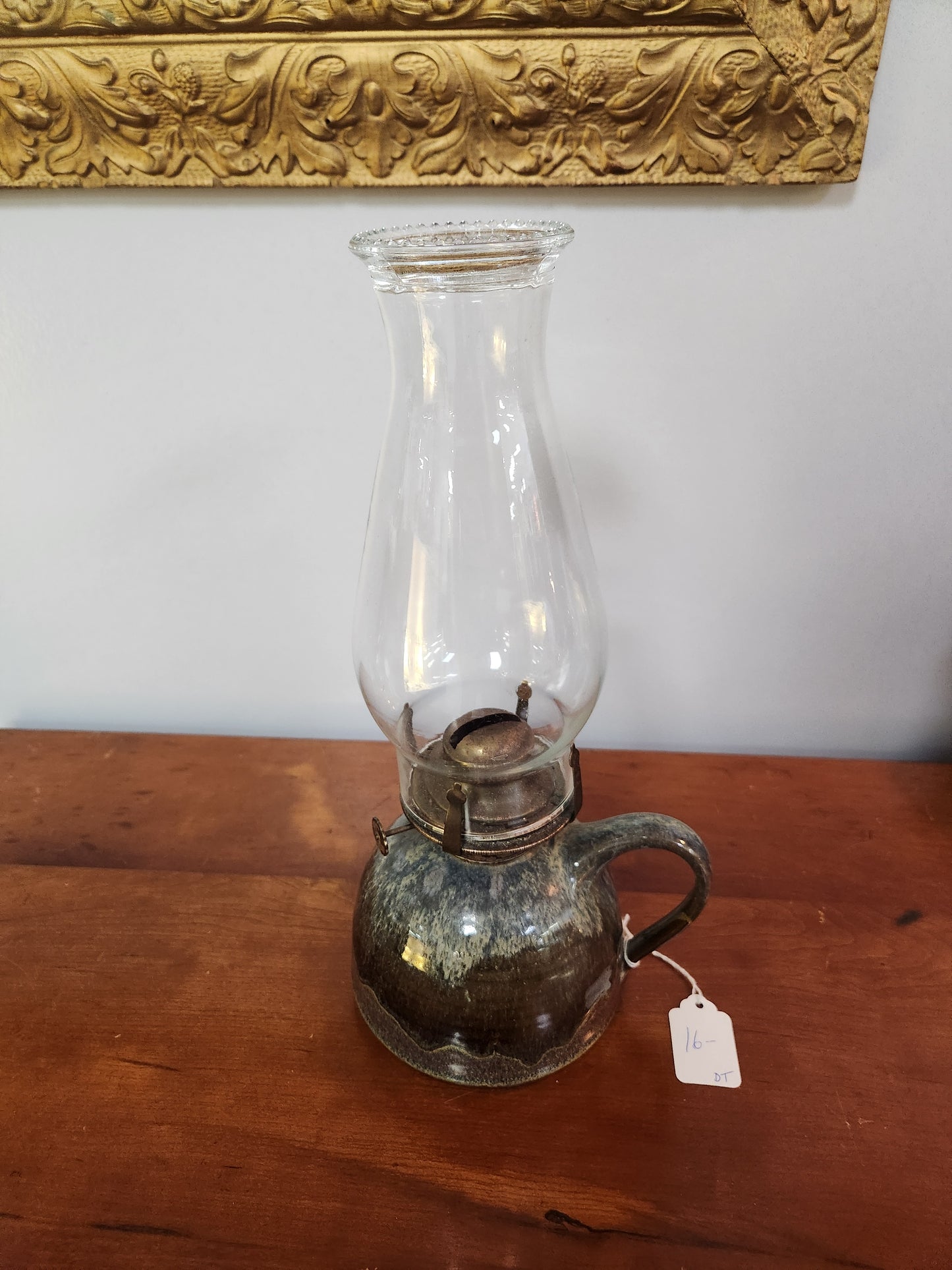 Vintage Stoneware Oil Lamp