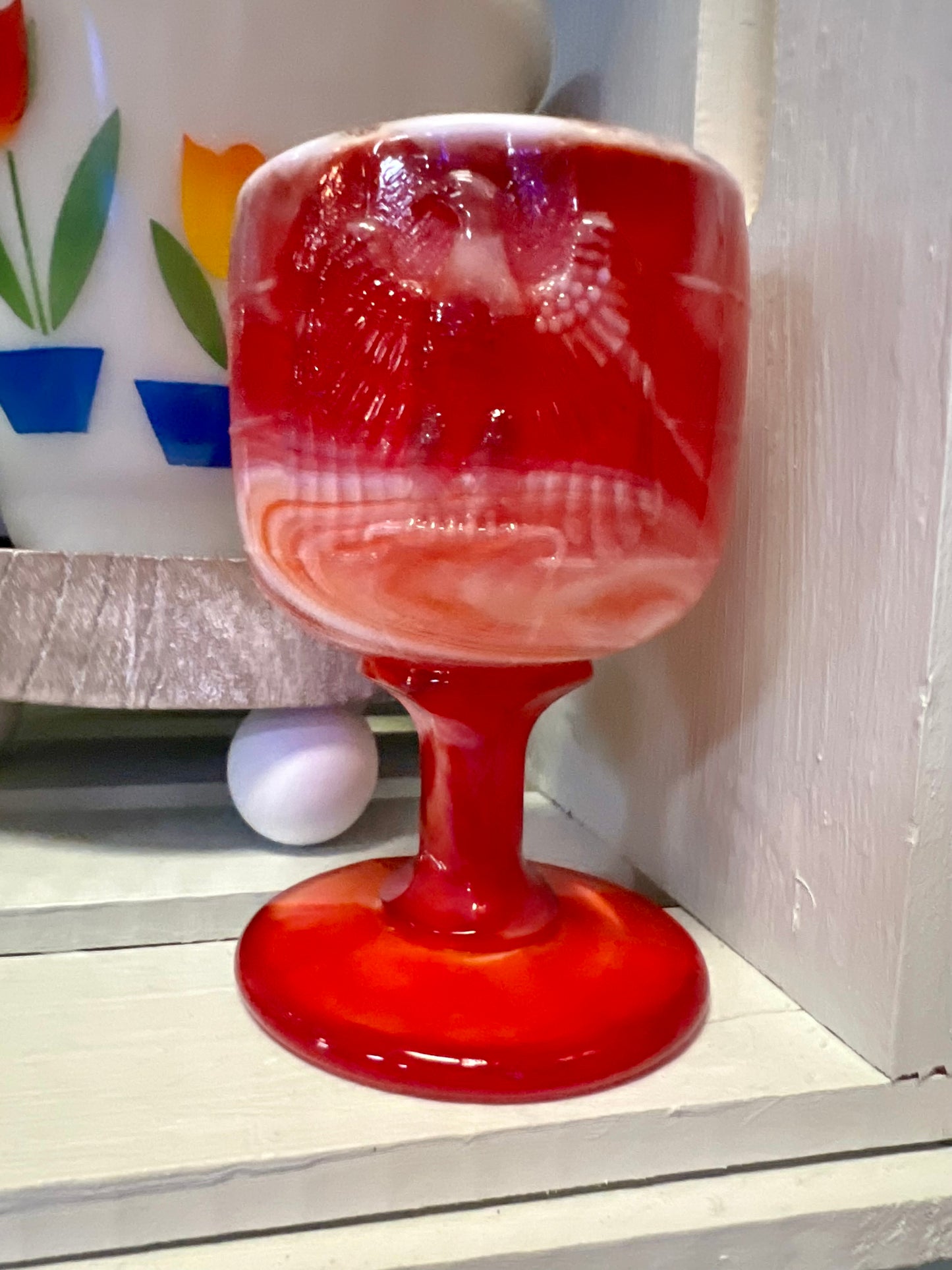 Vintage Red Slag Eagle Petite Goblet