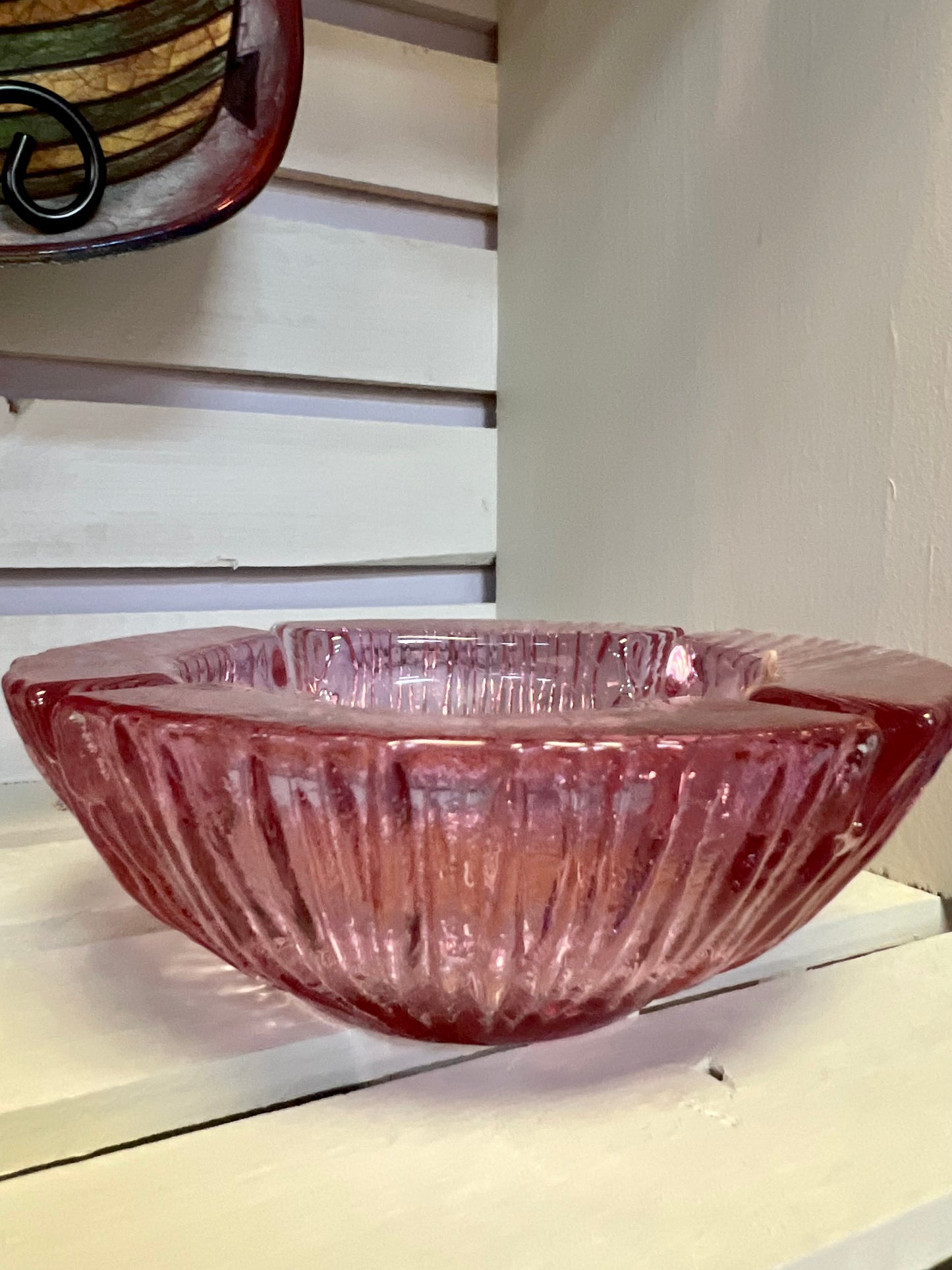 1960's Blenko Pink / Rose Ashtray by Joel Myers