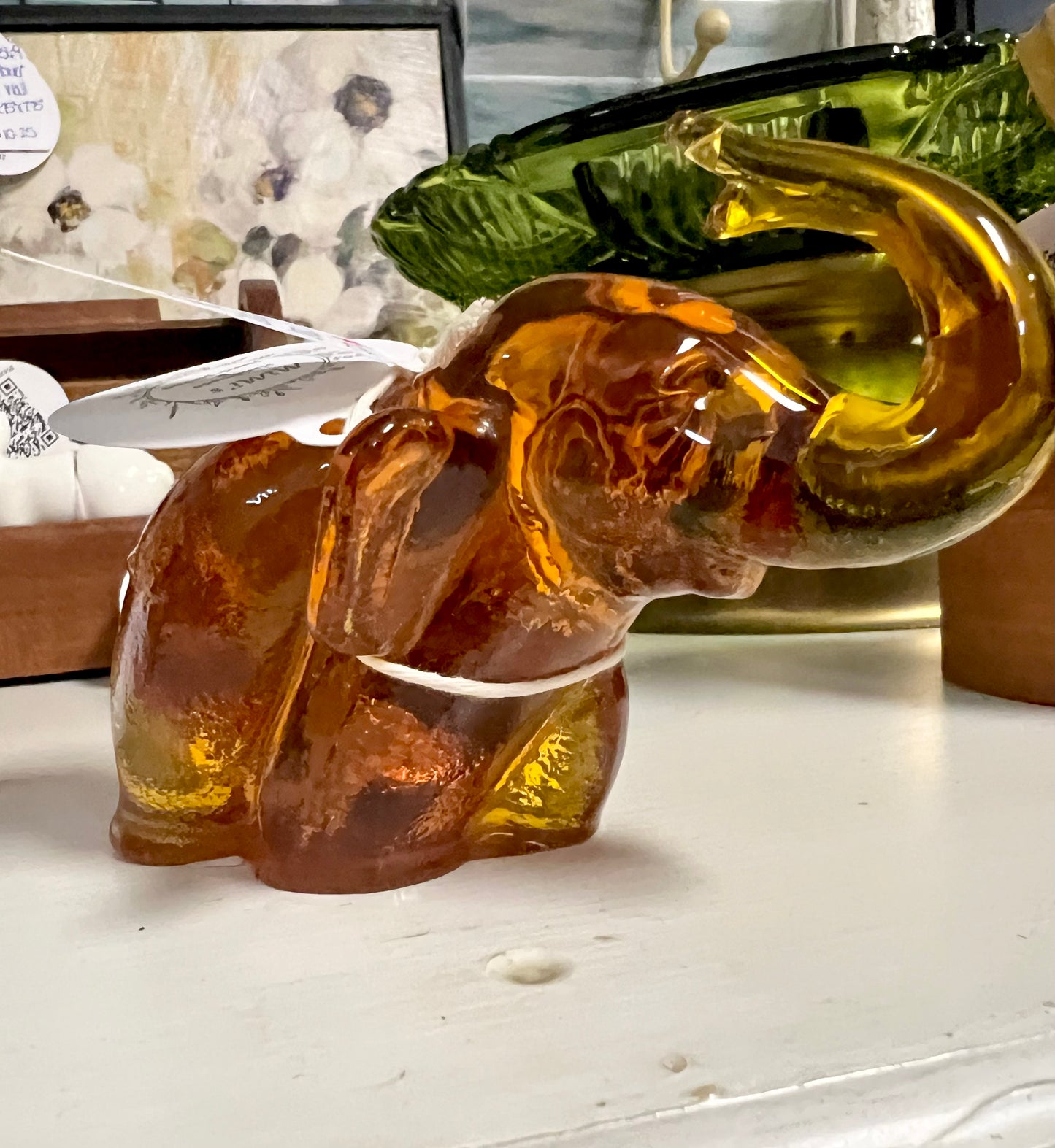 Kanawha Amber Glass Elephant Figurine