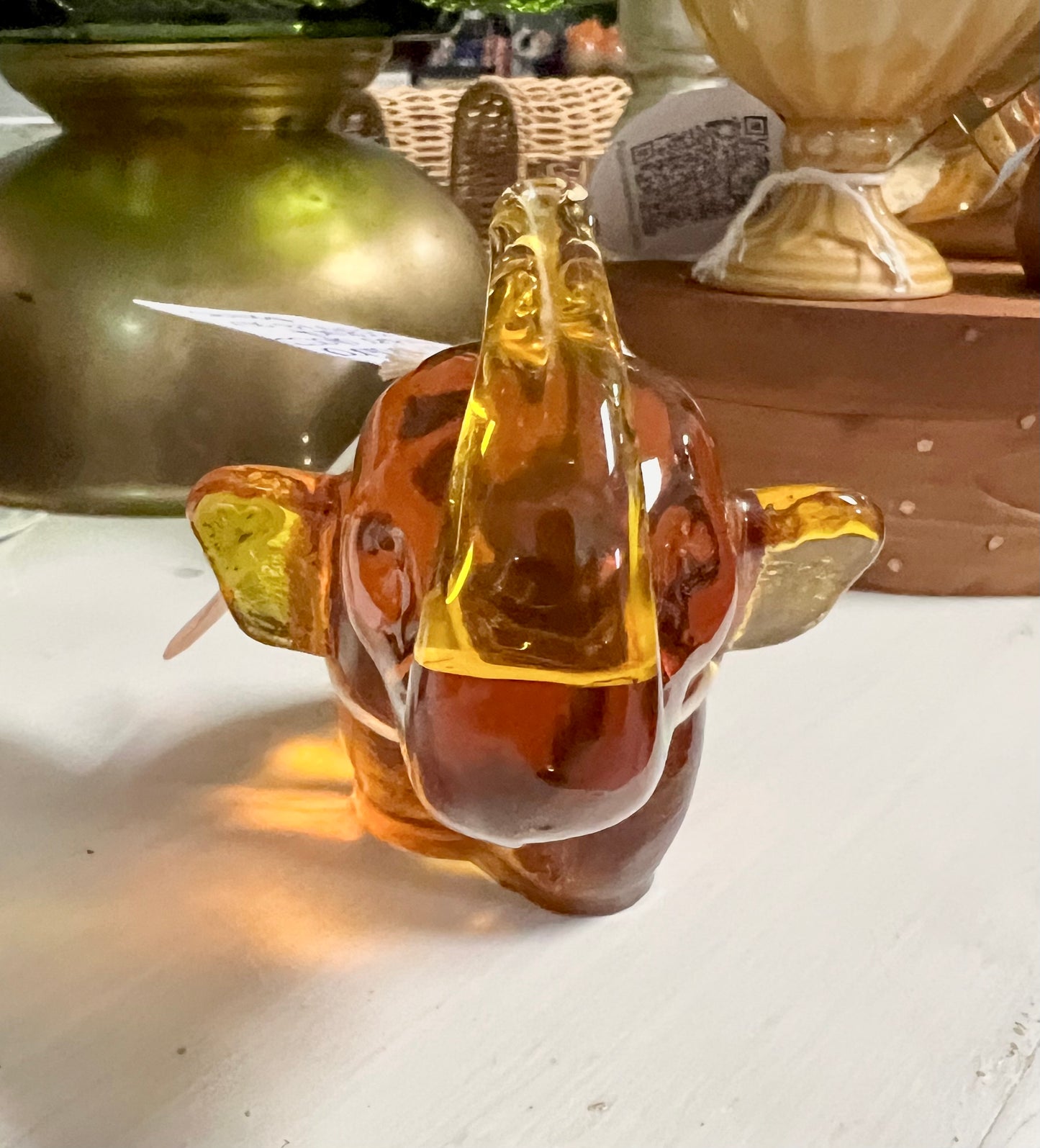 Kanawha Amber Glass Elephant Figurine