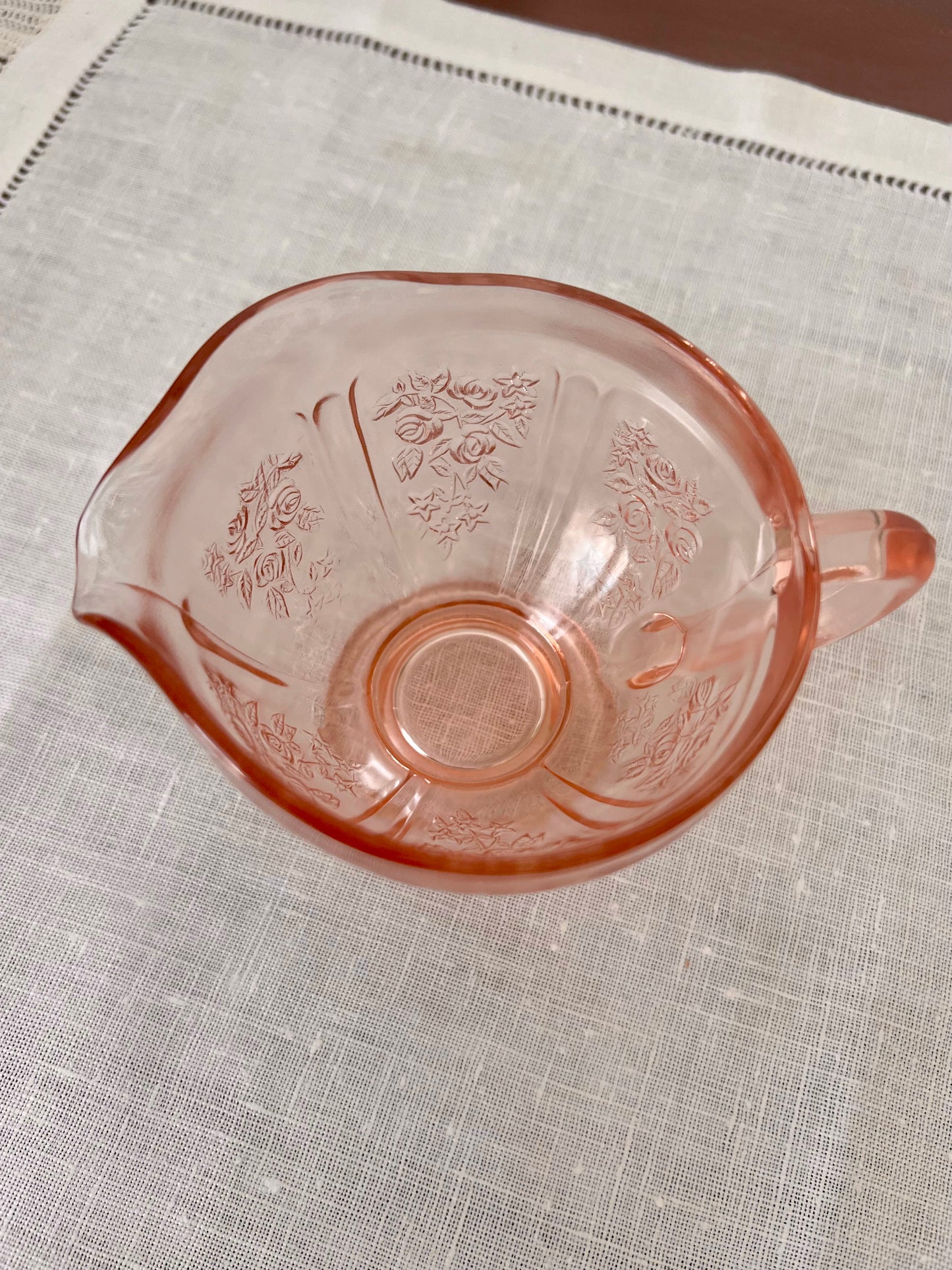 Federal Glass Co. Sharon Cabbage Rose Pink Footed Creamer