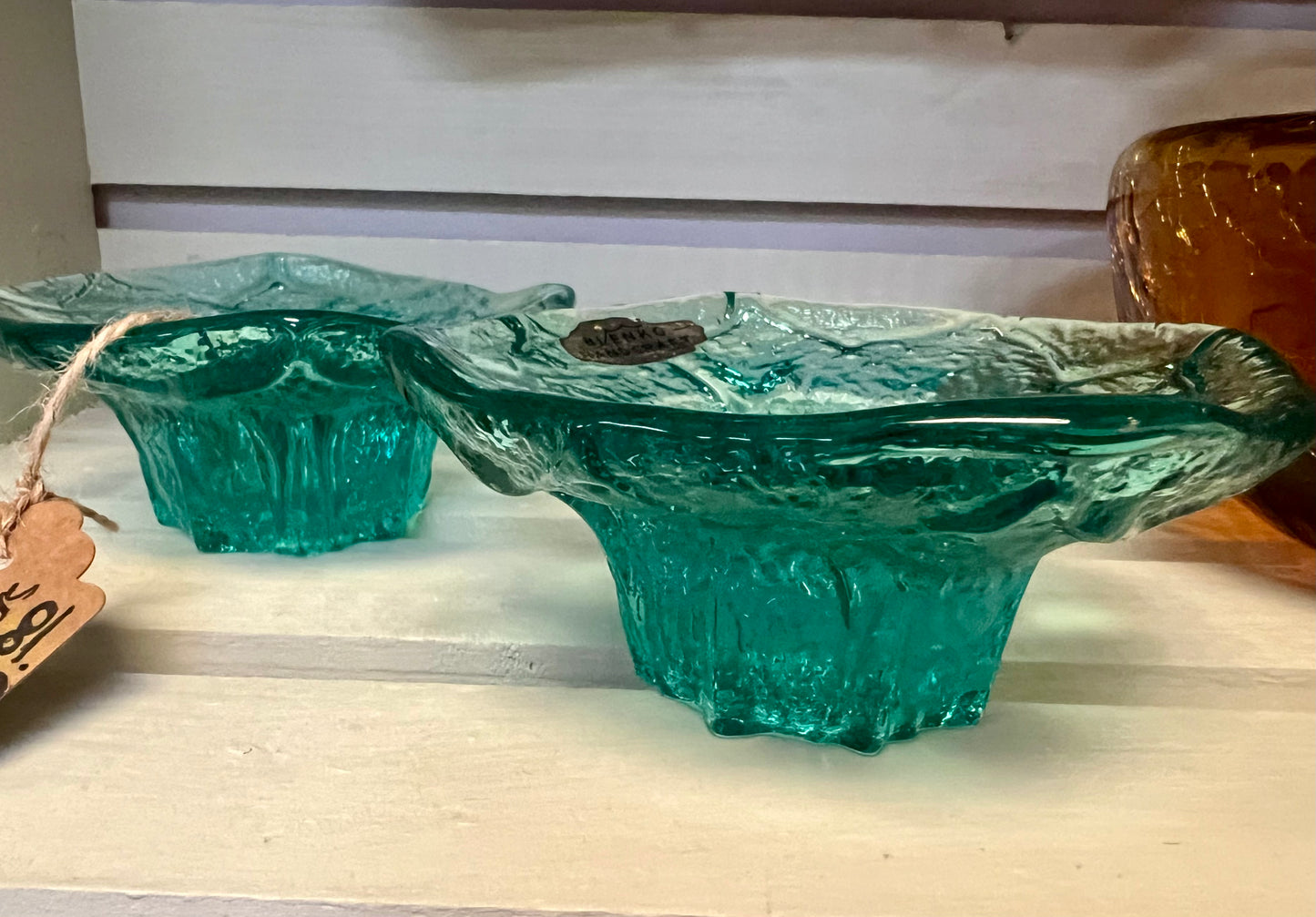 1960s Blenko Teal Blue Candle Stick Holders