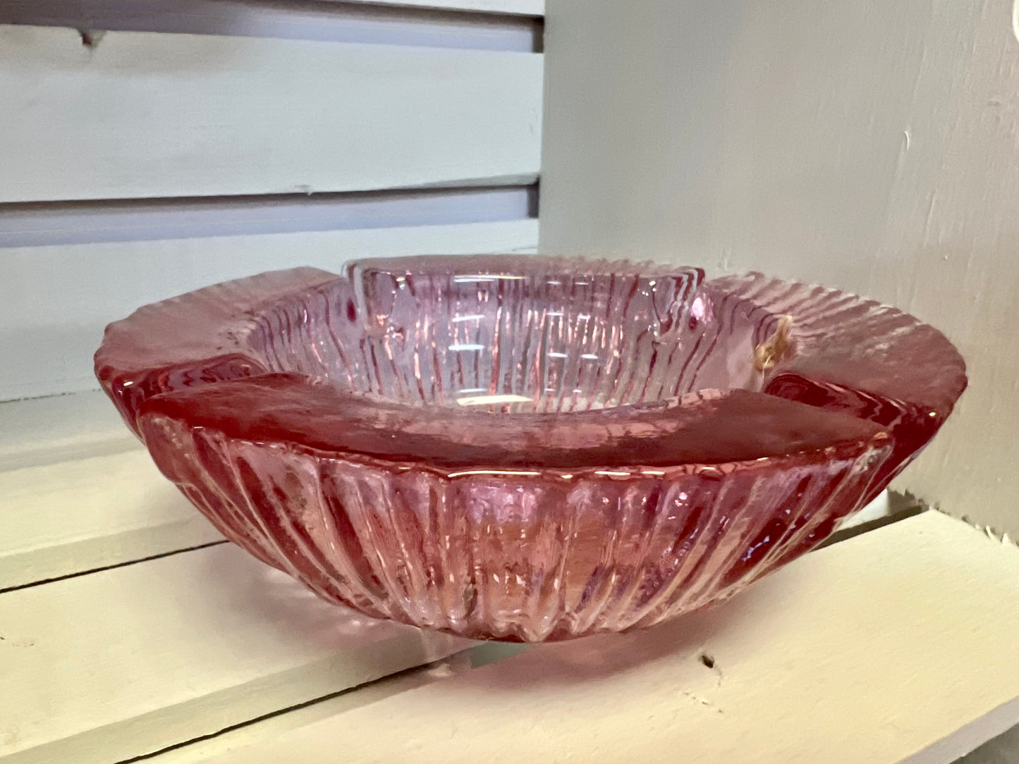 1960's Blenko Pink / Rose Ashtray by Joel Myers