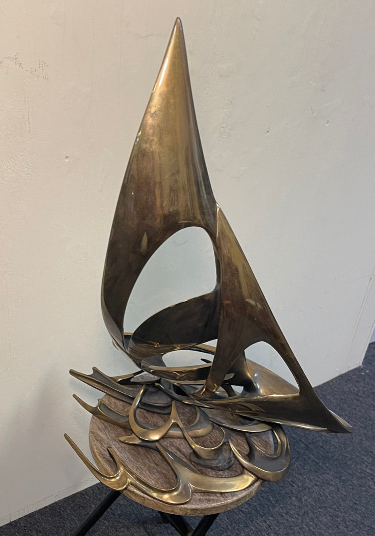 Signed Bob BENNETT (1928-2003) Bronze Sail Boat Sculpture 1985 #18/150 Titled "Reaching"