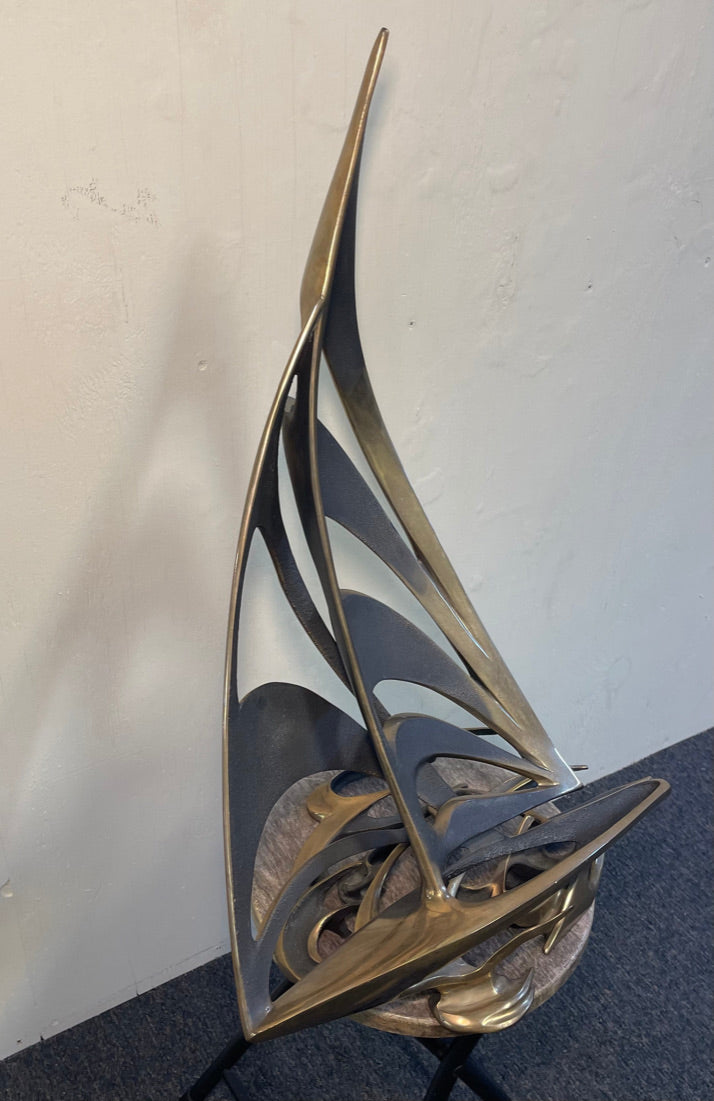 Signed Bob BENNETT (1928-2003) Bronze Sail Boat Sculpture 1985 #18/150 Titled "Reaching"