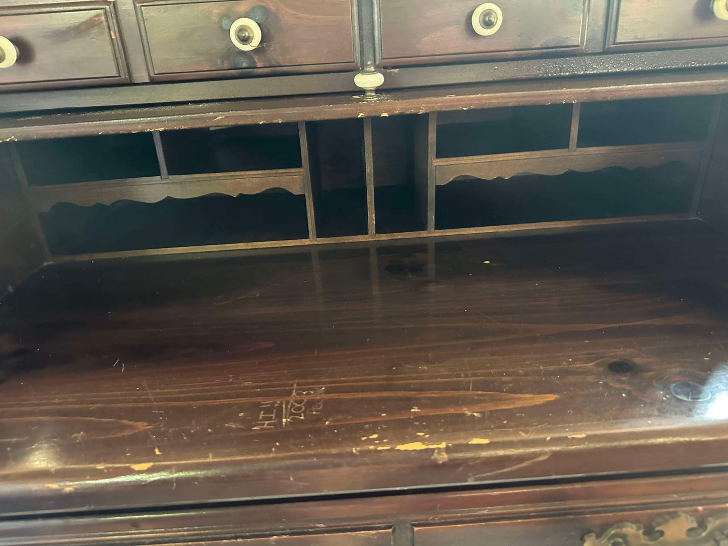 Wooden Antique Secretary Roll top Desk