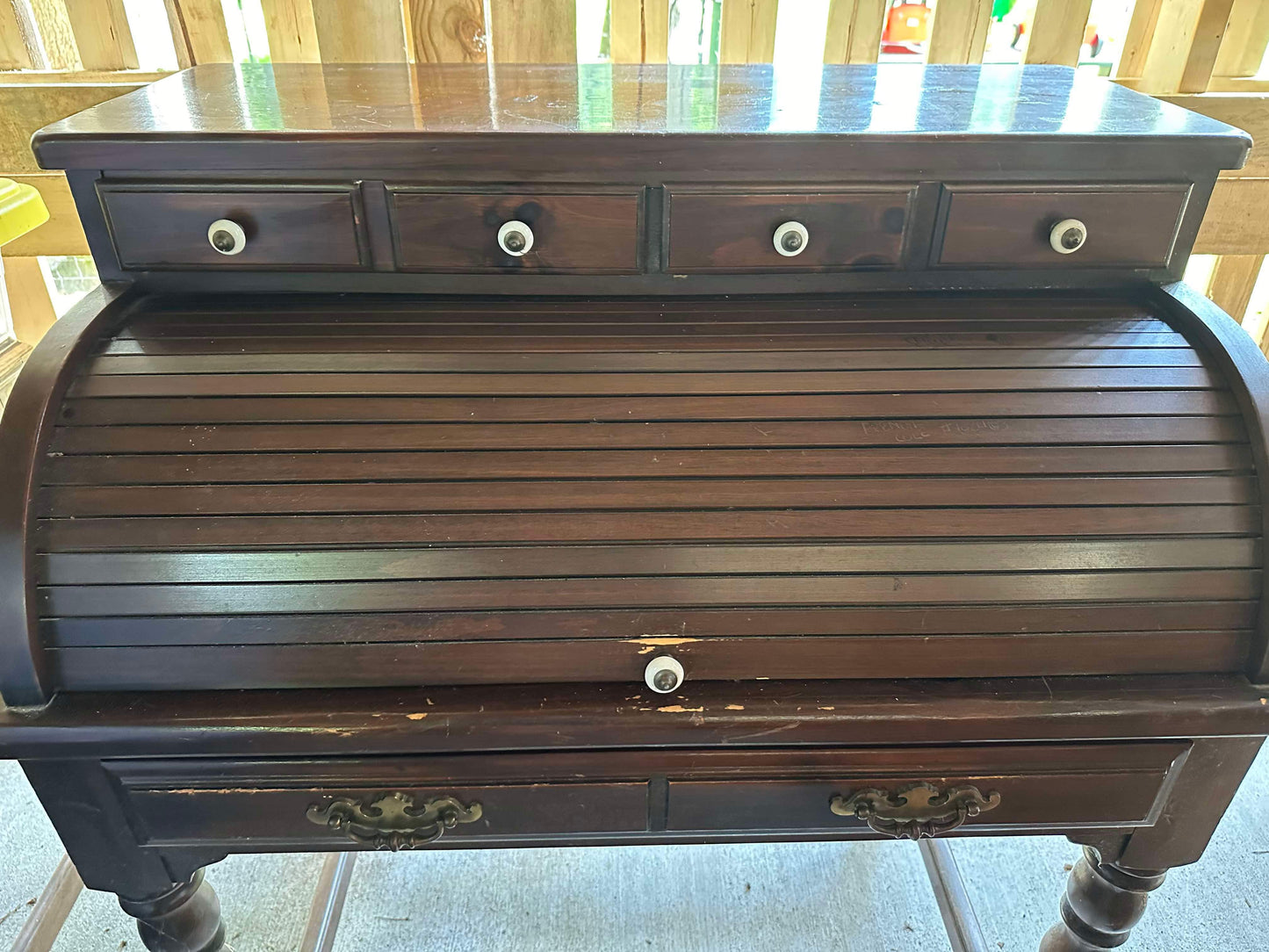 Wooden Antique Secretary Roll top Desk