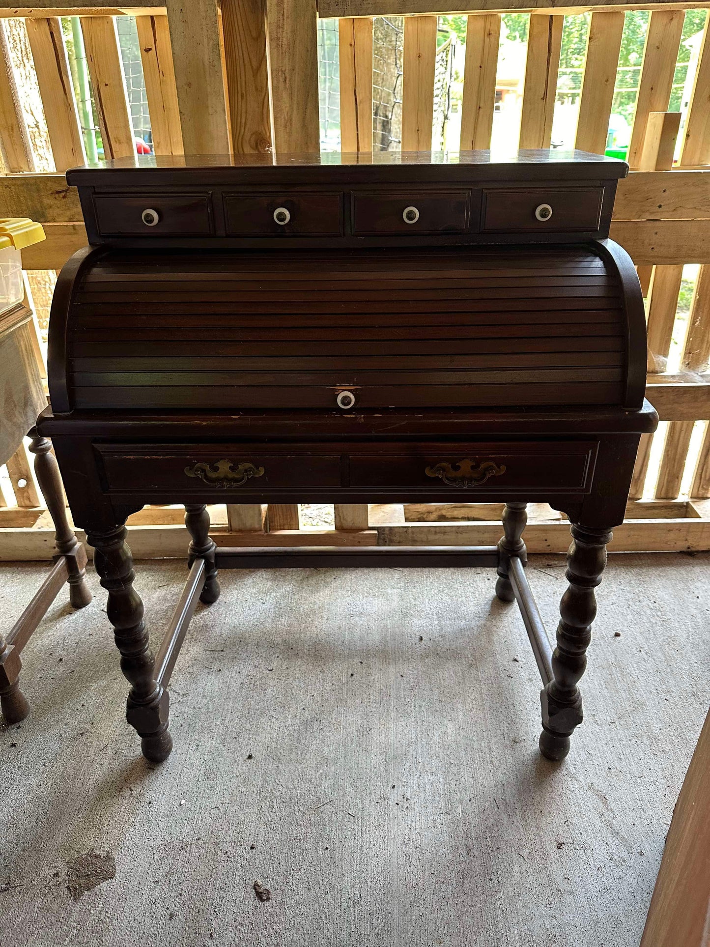 Wooden Antique Secretary Roll top Desk