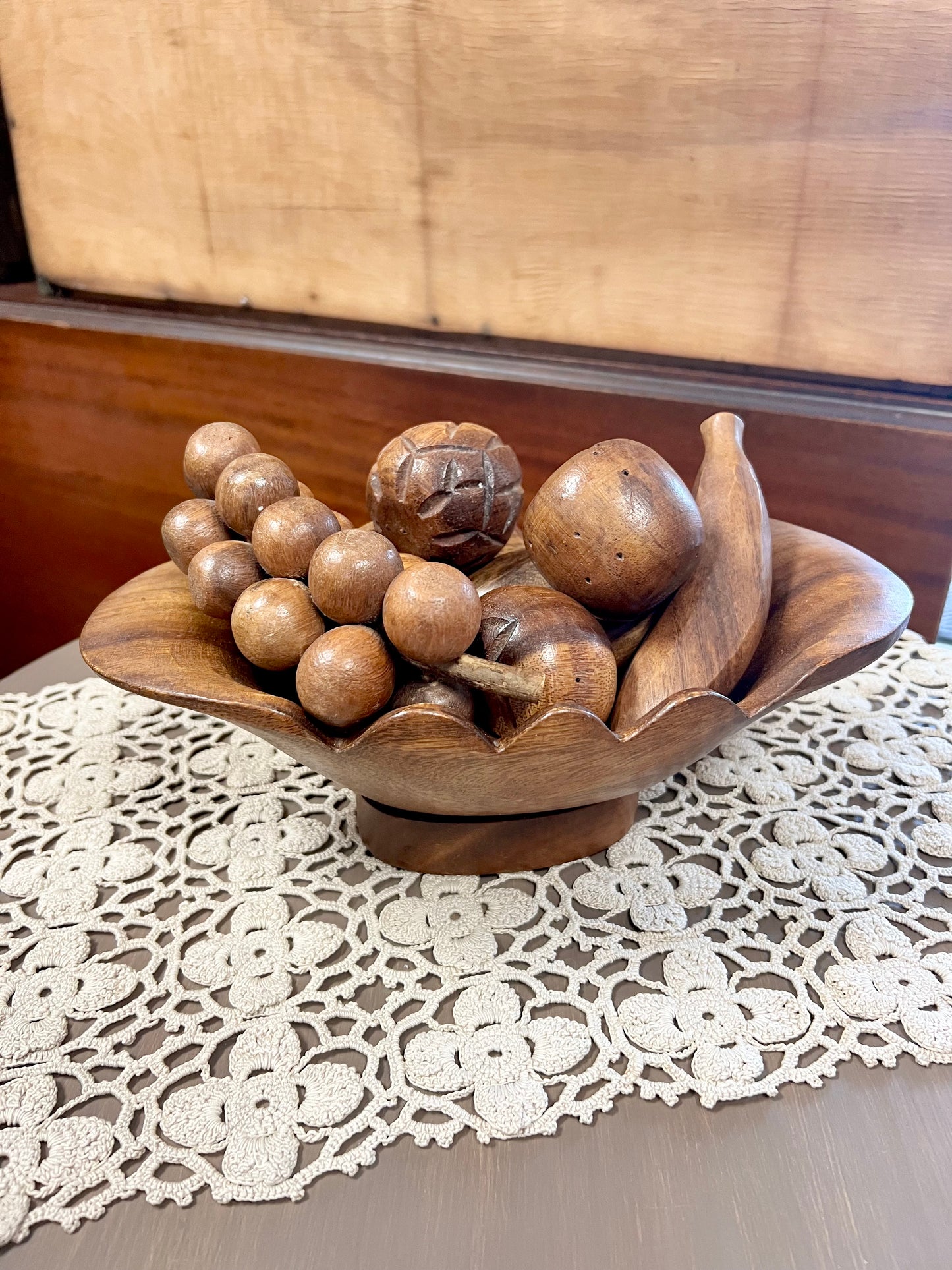 Monkey Pod Wooden Fruit Bowl Set