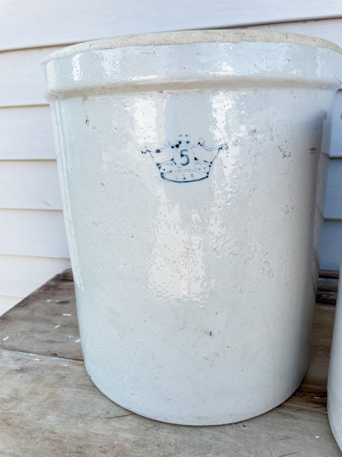 Vintage Robinson Ransbottom Blue Crown Nesting Crocks - 5 Gallon & 3 Gallon