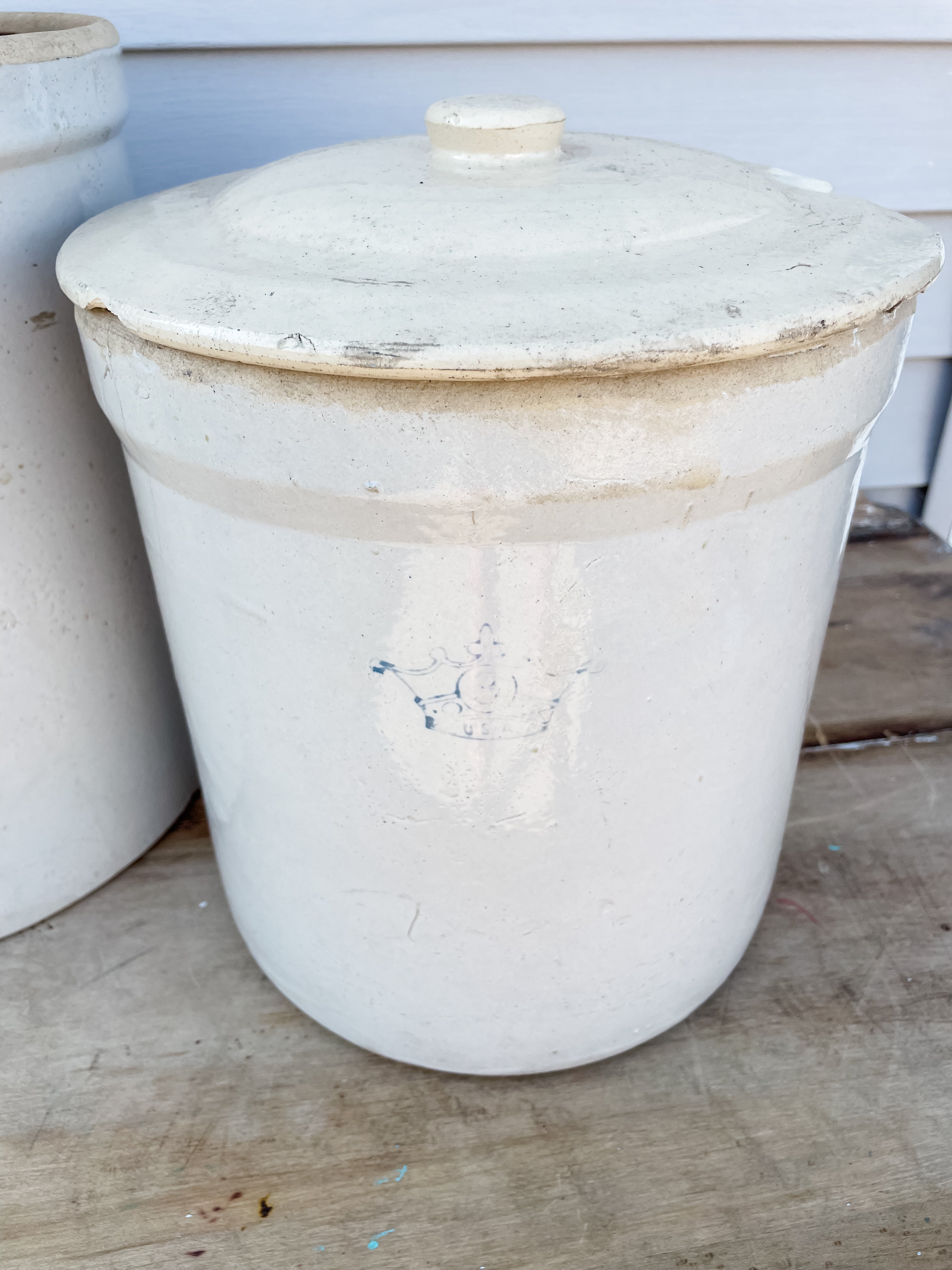 Large Antique 5 Gallon Stoneware Crock, Robinson Ransbottom, Blue Crown, deals Vintage