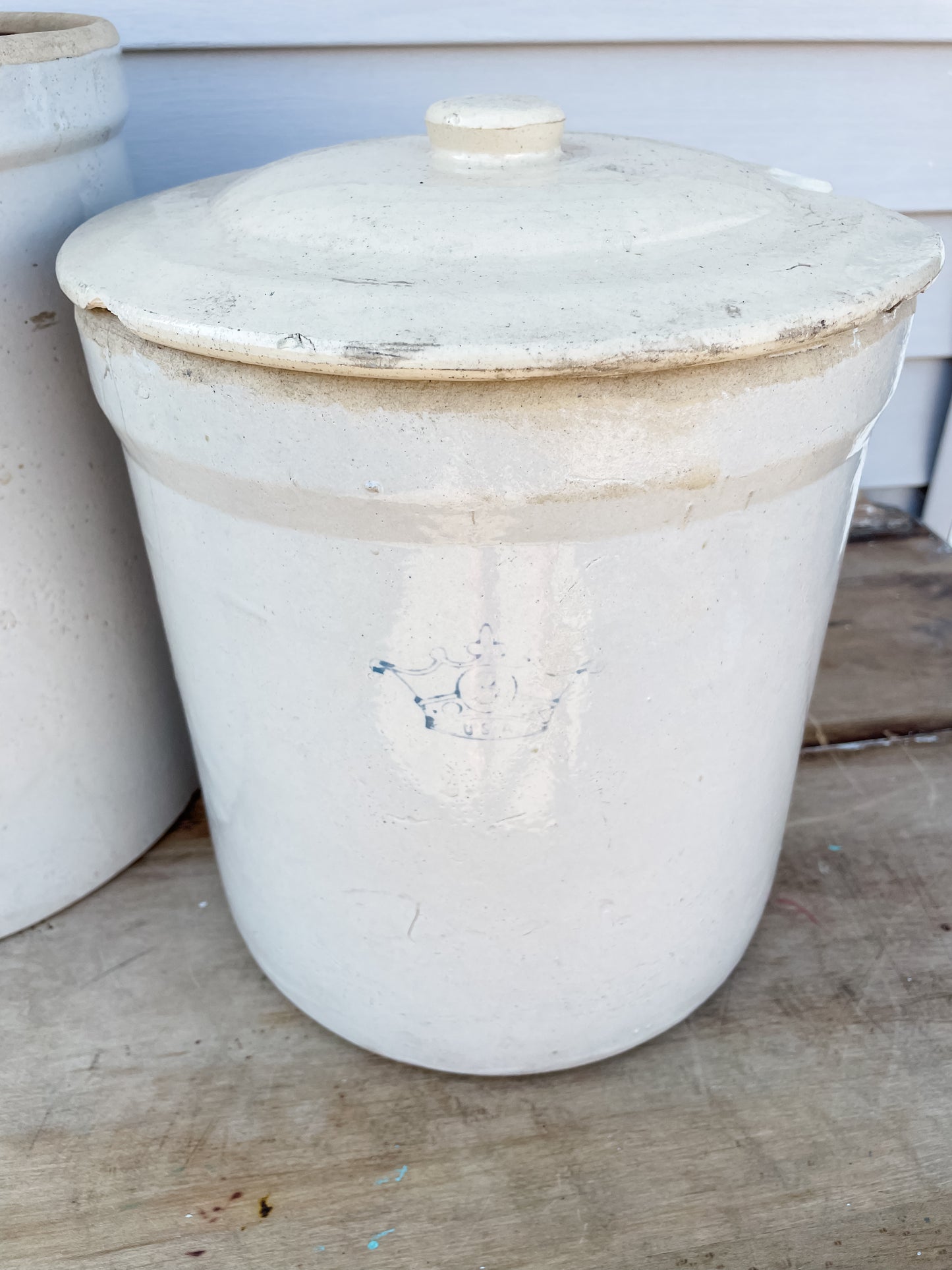 Vintage Robinson Ransbottom Blue Crown Nesting Crocks - 5 Gallon & 3 Gallon