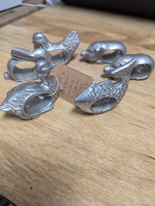 Pewter Animal Napkin Rings