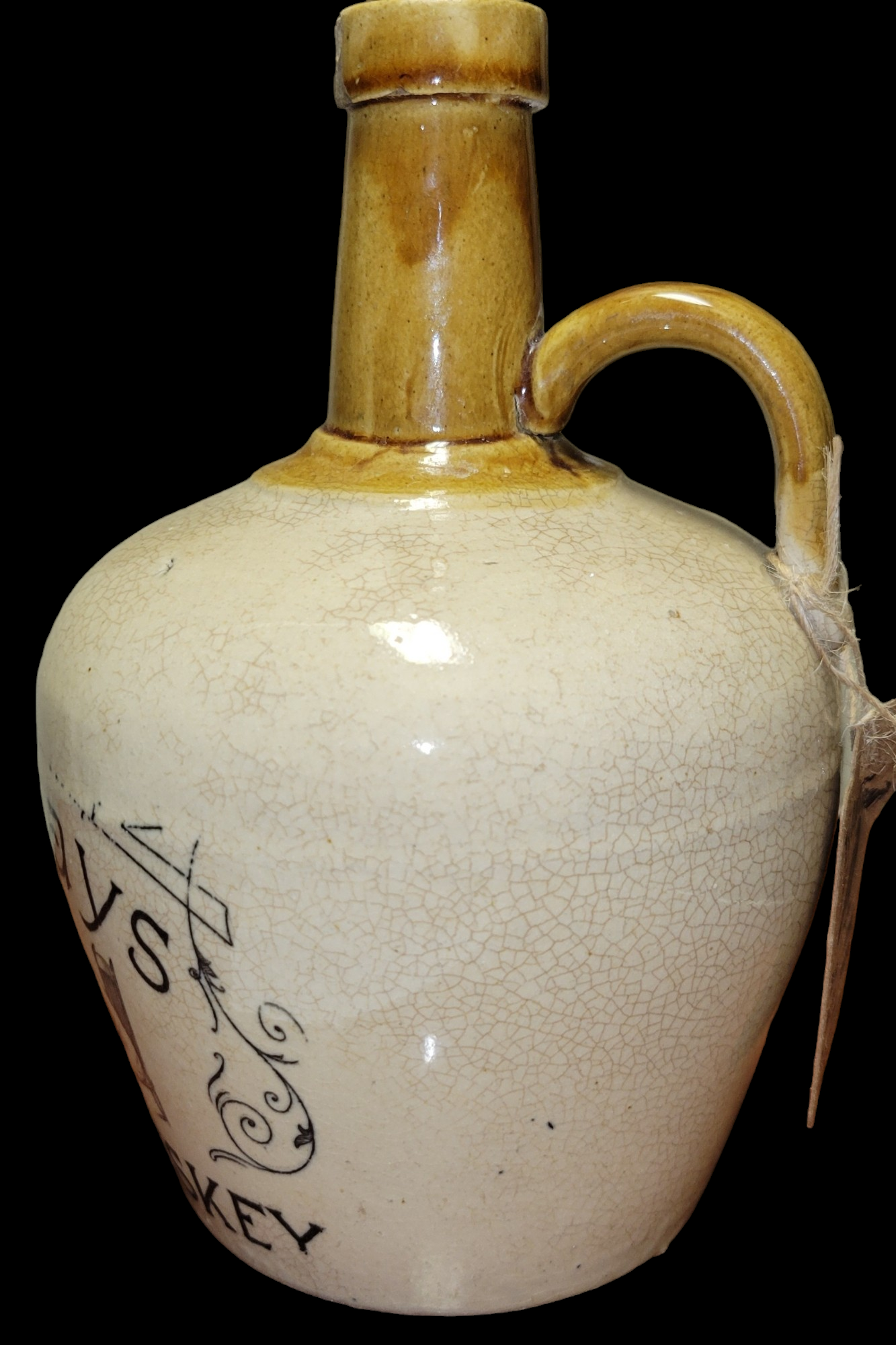 Happy Days Famous Old Rye Whiskey Stoneware Jug Pre-Prohibition Bottle 1890