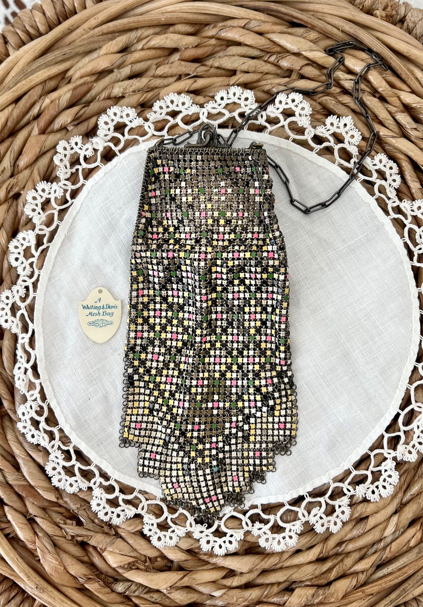 1920's Whiting & Davis Mesh Bag | Compact Vanity Purse