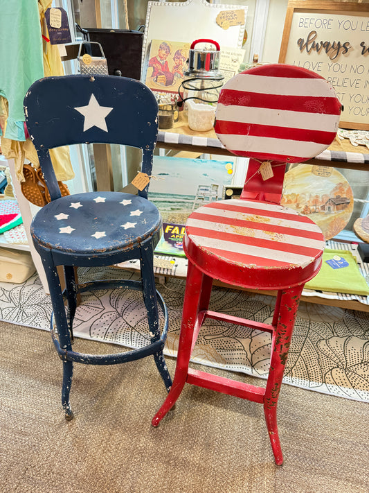 Vintage 1960’s Americana Metal Kitchen Stool Pair