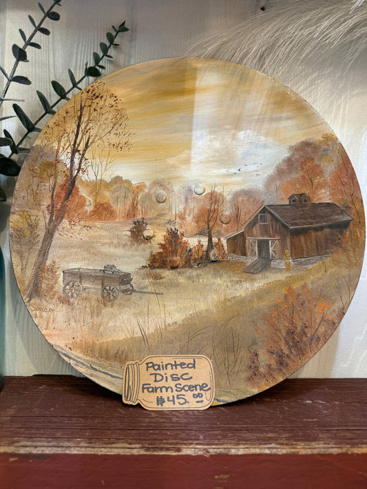 Hand Painted & Signed Metal Farm Iimplement Disc