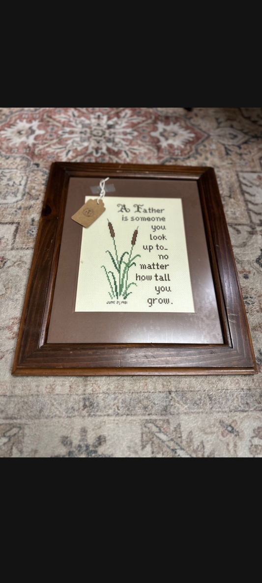 Mother and Father Framed Cross-stitch