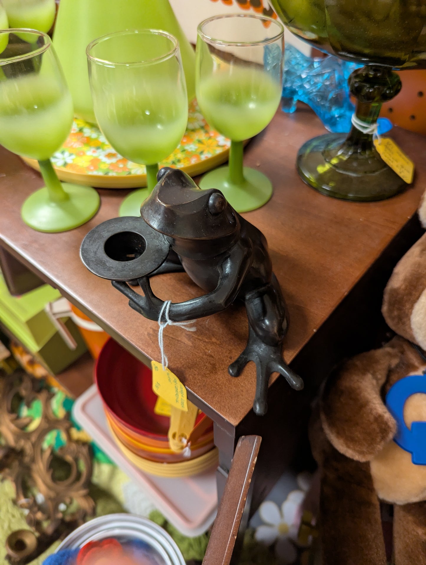 Bronze Frog Candle Holder