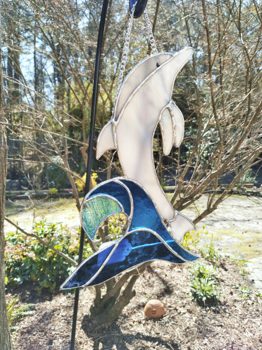 Jumping Dolphin Stained Glass Sun Catcher