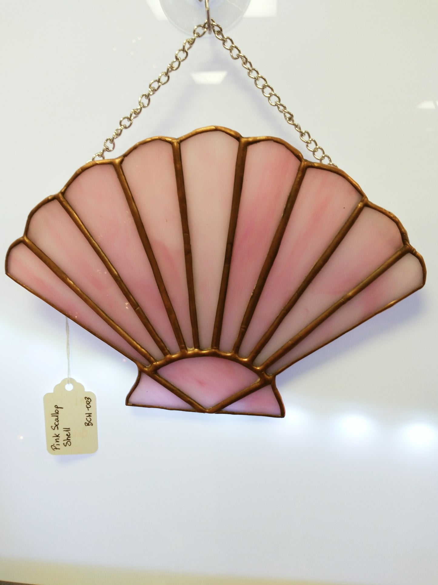 Pink Scallop Shell Stained Glass Sun Catcher