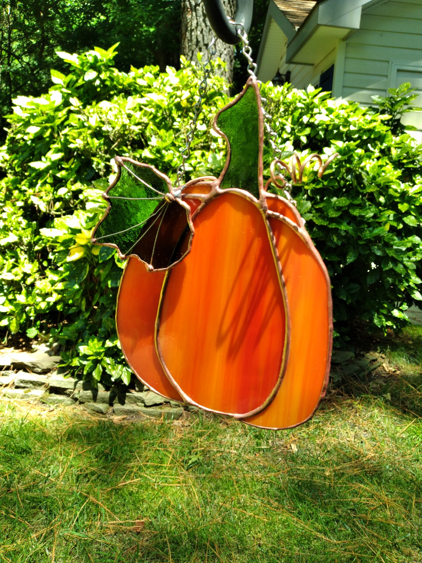 Harvest Pumpkin Stained Glass Sun Catcher