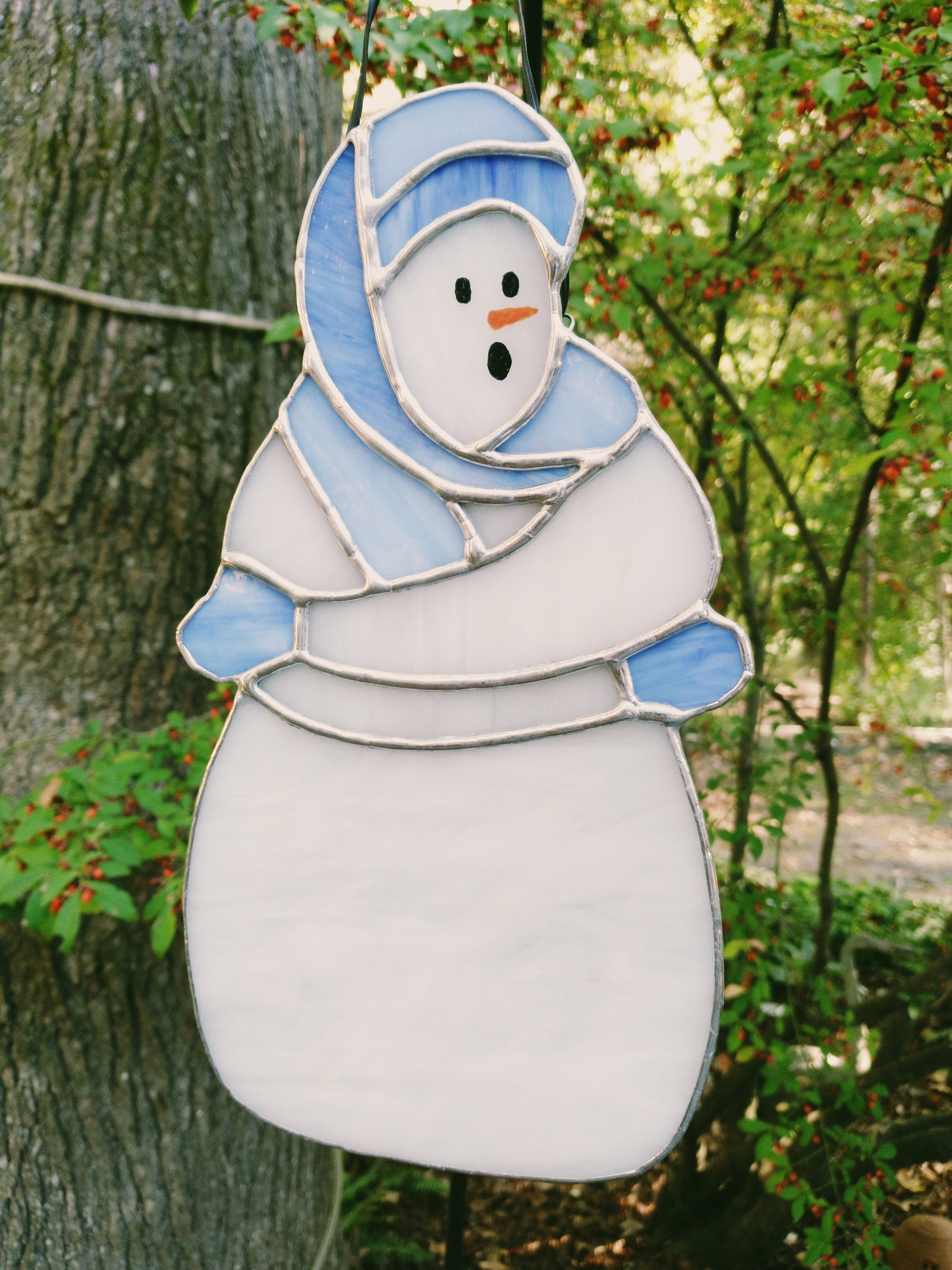 Frosty Snowman Stained Glass Sun Catcher