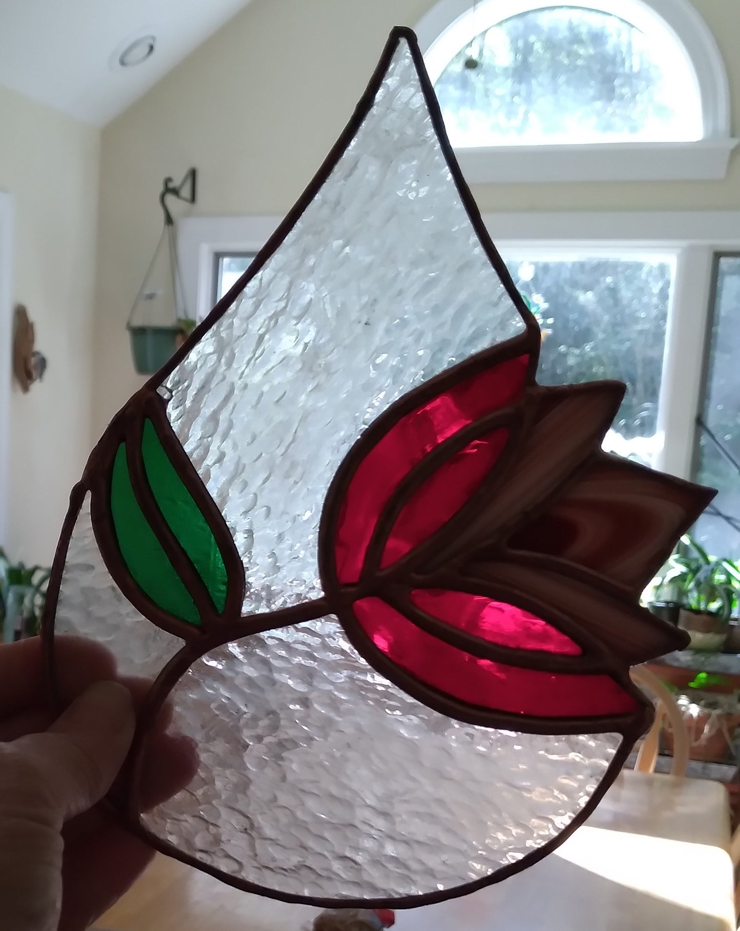 Tulip in a Teardrop Stained Glass Sun Catcher